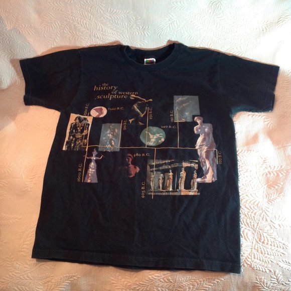 WILDWOOD PRODUCTIONS T-Shirt The History of Western Sculpture 90s Vintage - Picture 2 of 12